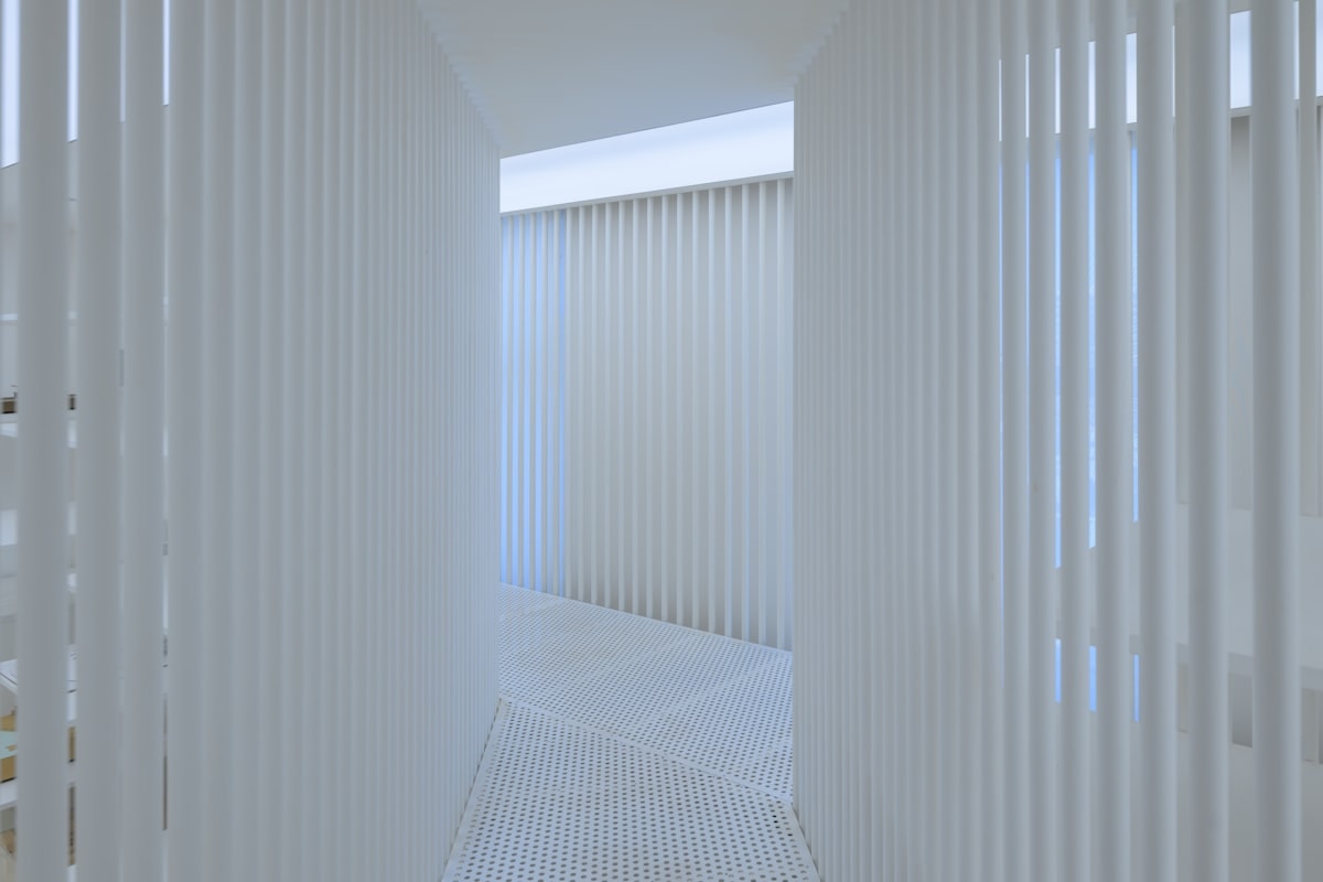 Museum cafe with floor-to-ceiling windows and designer furniture