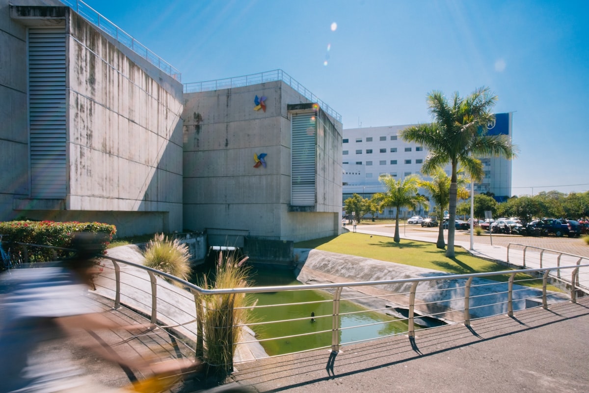 Close-up of aluminum panel system with geometric patterns